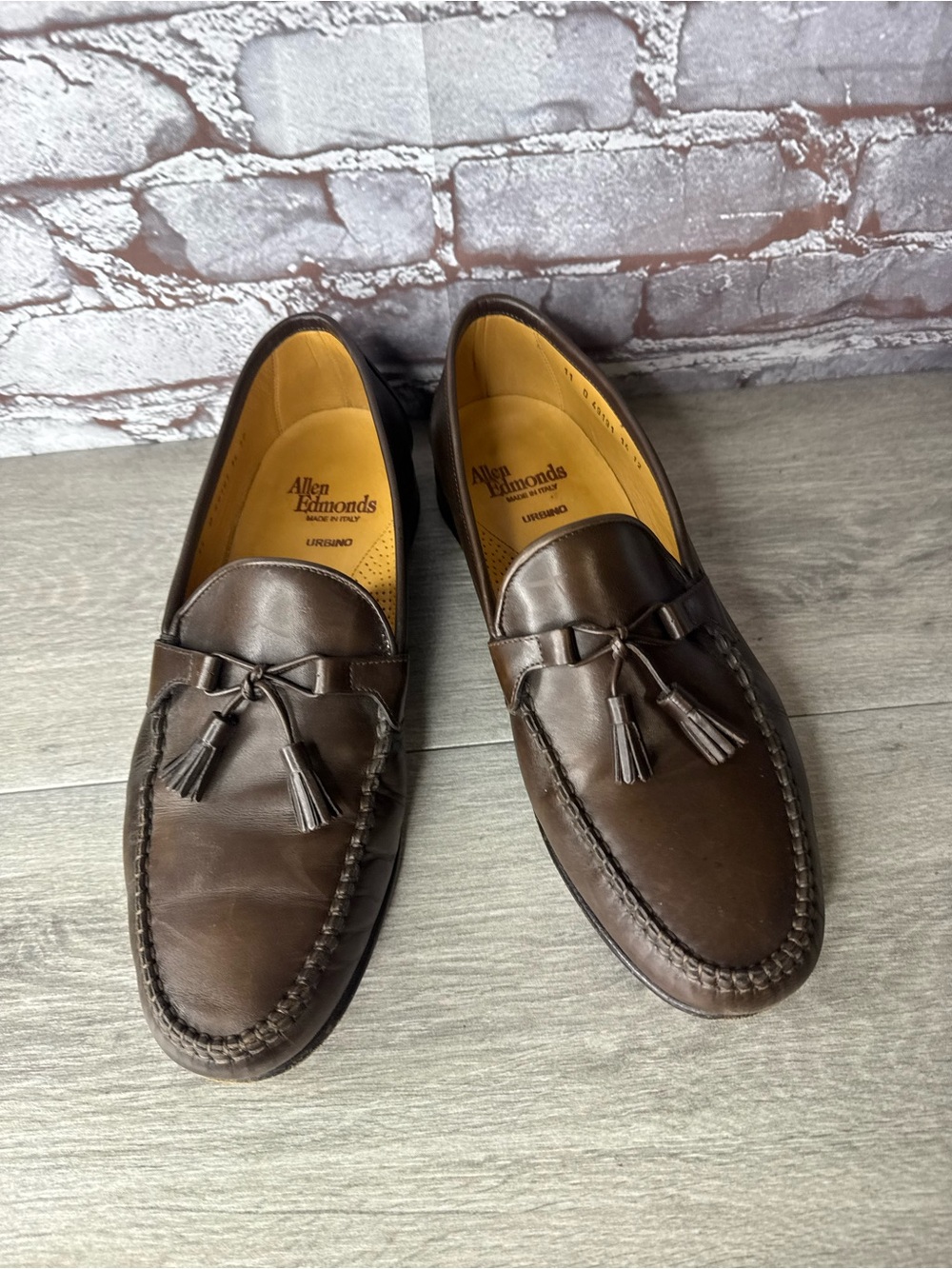 Allen Edmonds URBINO ITALIAN Brown Leather Tassel Loafers Men’s Sz 11D US/44EU